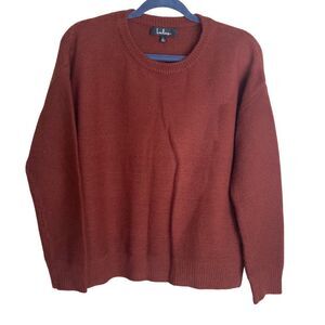Lulus Crewneck Pullover Knit Drop Shoulder Rust Sweater Cottagecore Normcore L